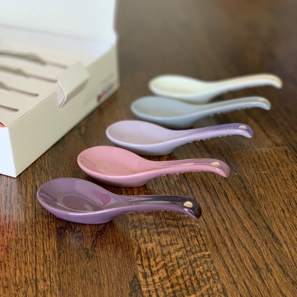 New Le Creuset Chinese Spoons Set of 5 Mauve Pink Series - Picture 3 of 5
